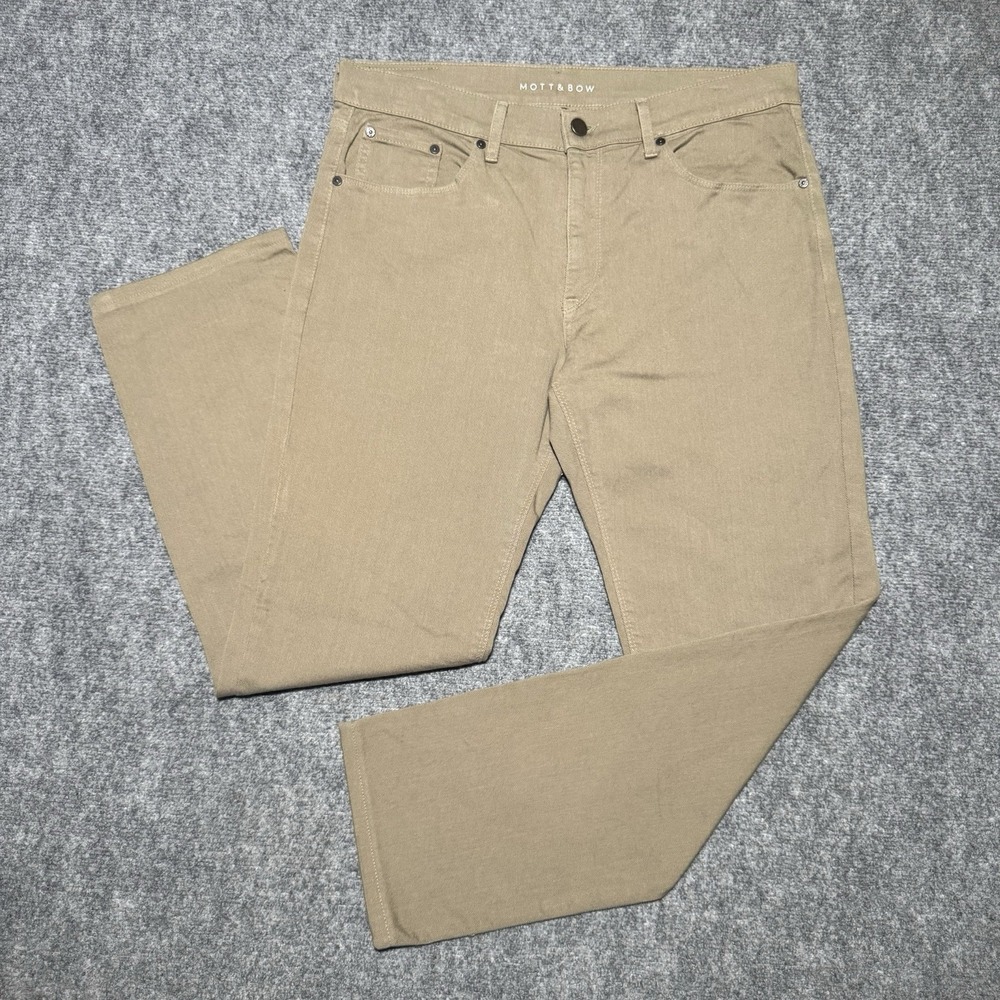 Mott and Bow Mercer Slim Jeans Men 34x29.5 Brown/Tan Stretch Twill Pants